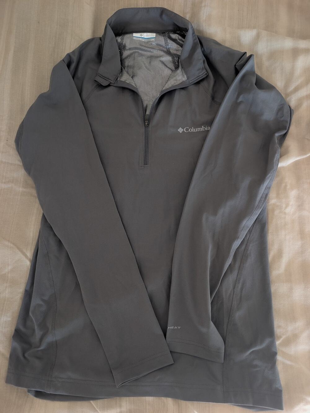 Columbia Omni Heat 1/4 Zip Pullover Large Gray Athletic Top , Golf, Tennis, Run